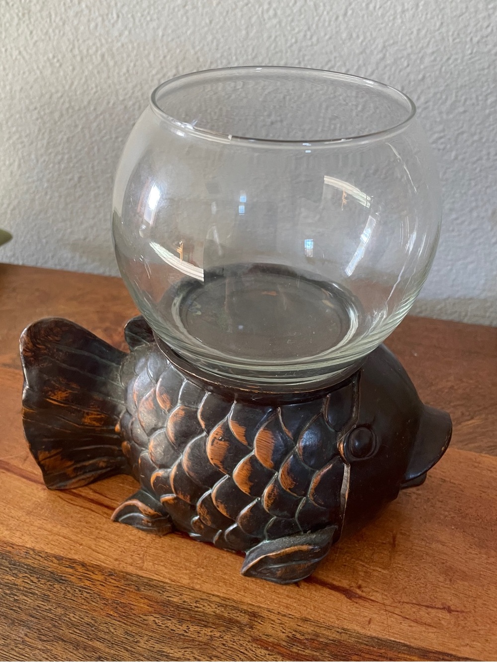 Vintage Japanese Koi Ornate Carved Fish Bowl Stand with Bowl - Picture 6 of 11